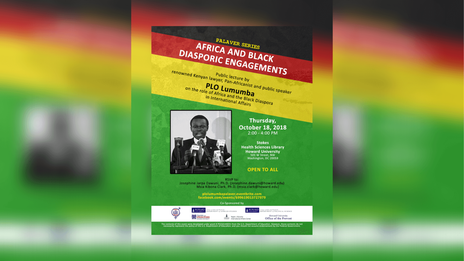 Palaver Series Africa and Black Diasporic Engagements Event Flyer