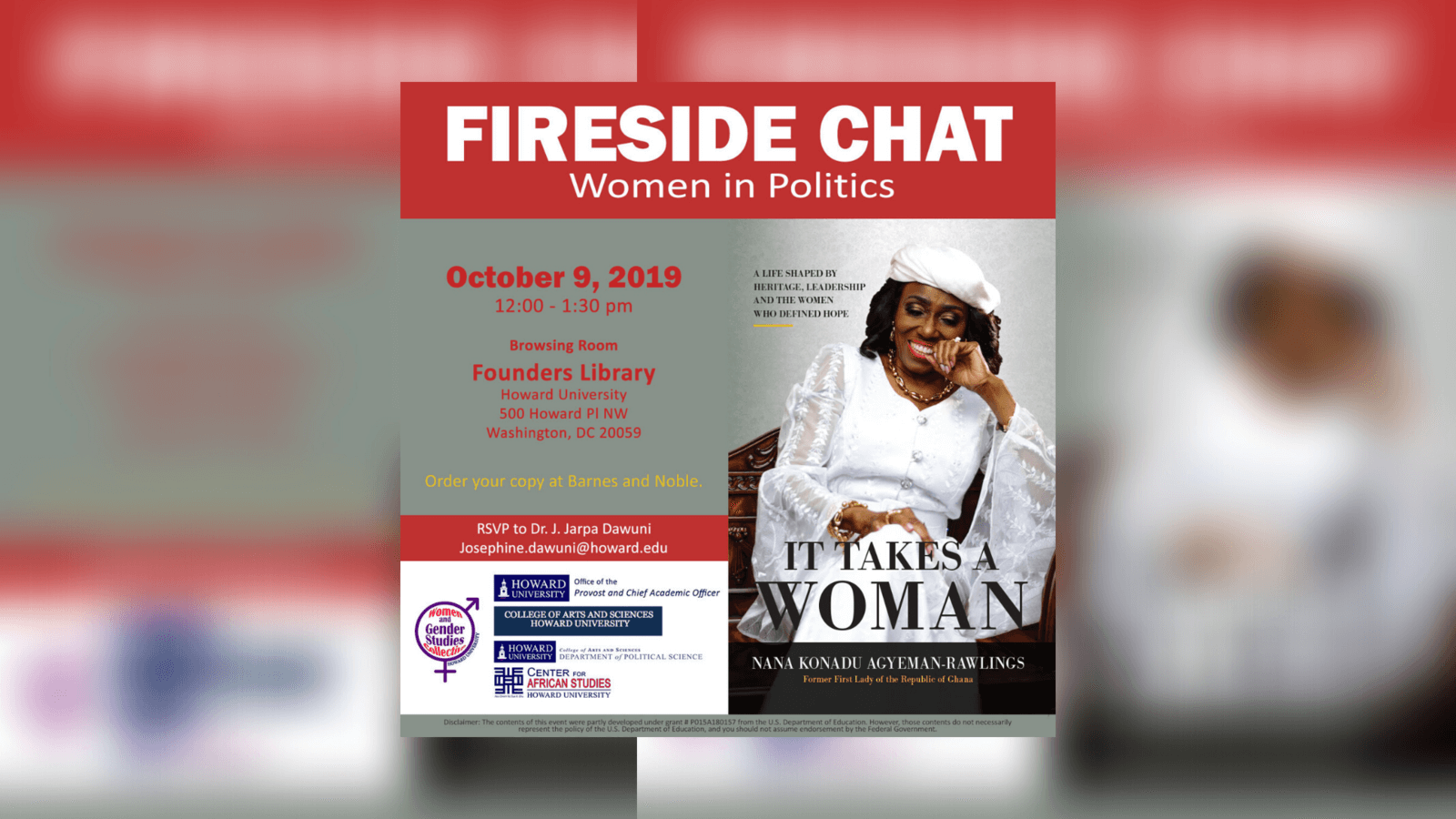 Fireside Chat Women in Politics Event Flyer 